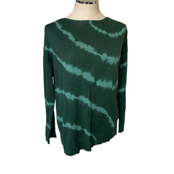 J. Jill Kale Green Tie-Dye Striped Boat-Neck Pullover Sweater Size XS - Picture 2 of 10